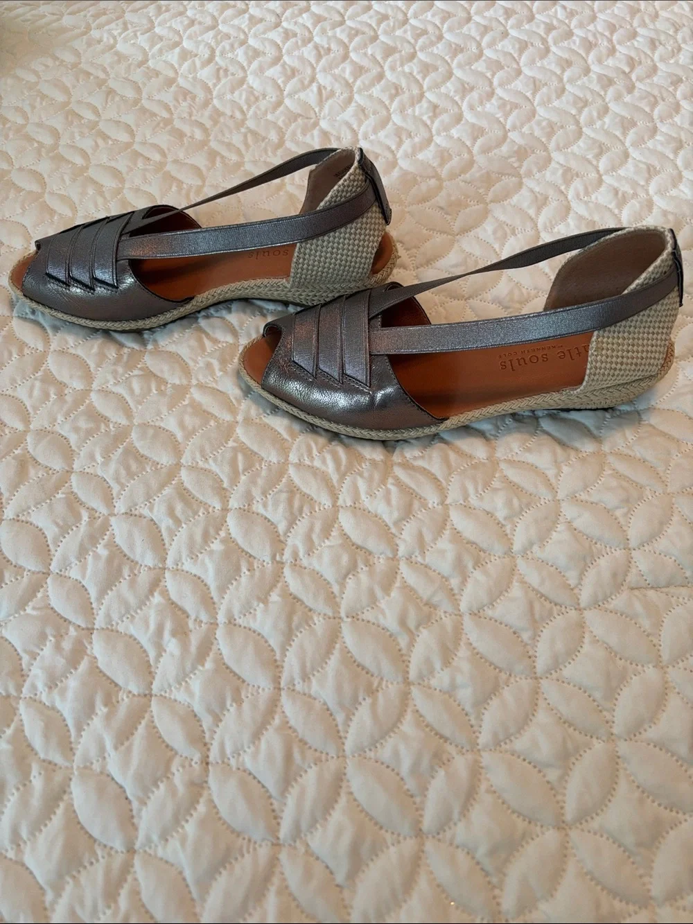 Gentle Souls by Kenneth Cole Metallic Pewter Open-Toe Slingback Espadrilles 8M